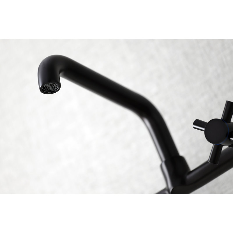 Kingston Brass Concord Double-Handle 2-Hole Wall-Mount Bridge Kitchen Faucet, Oil Rubbed Bronze