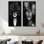 "I", art floral sur toile noir et blanc