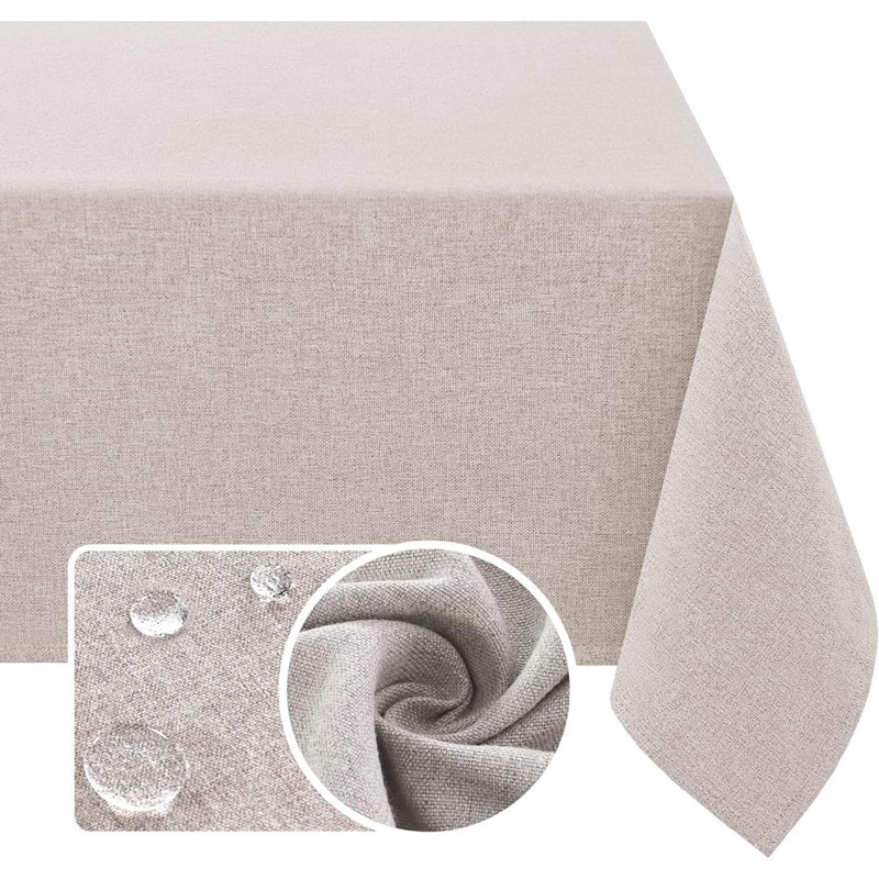 Textured Tablecloth Rectangle Waterproof Solid Woven Tablecloth Spill-Proof Look Cover For Party Table Extra Soft And Thick Fabric Wrinkle Free