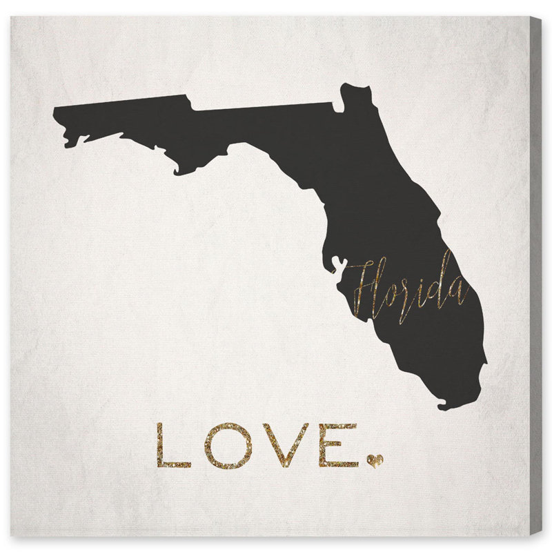 « floride love », impression encadrée sur toile tendue, H 30 po x l 30 po x P 1,5 po
