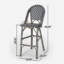 Tabouret de bar 29,5 po en rotin français d'extérieur, bleu marine et blanc, structure en aluminium avec finition en bambou