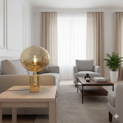 Lampe de table 1 lumière dorée avec abat-jour ORB déformé