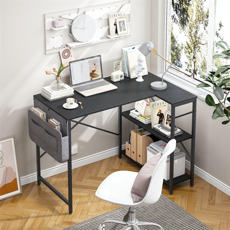 L-Shaped Metal Base Computer Desk