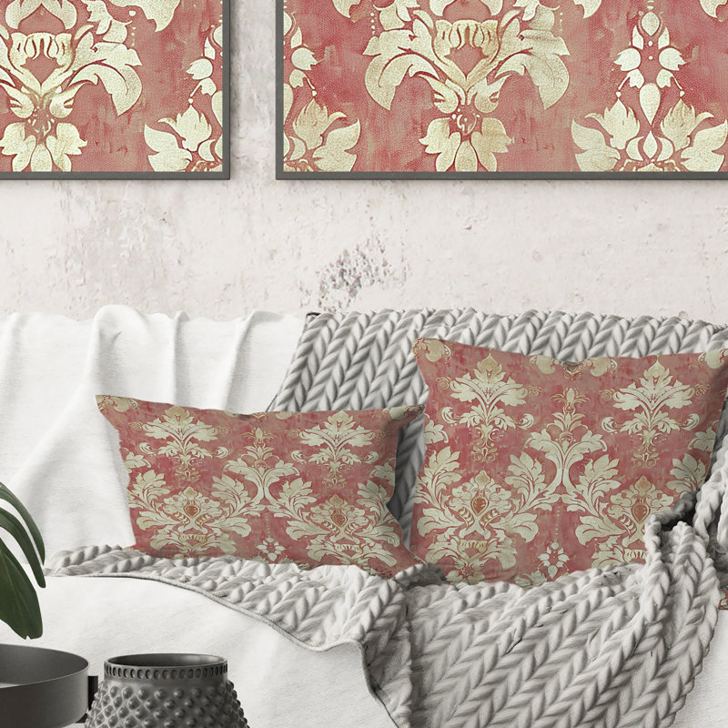 Coussin lombaire royal traditionnel en or rose traditionnel damassé II