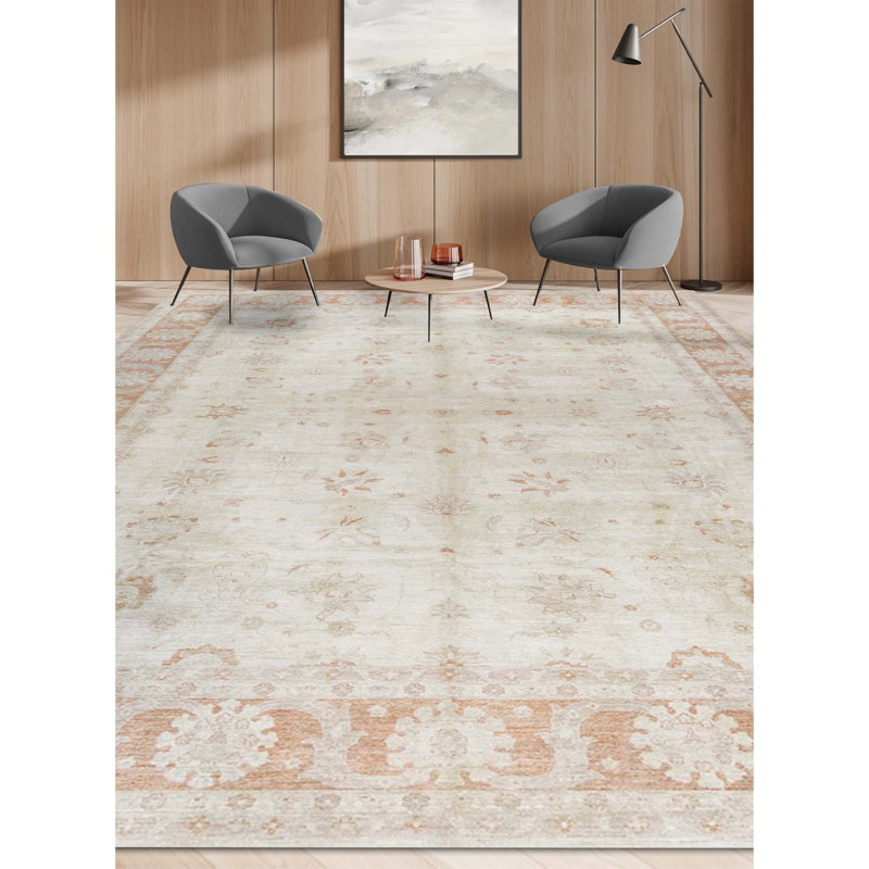 Ziegler Wool Oriental Area Rug in Beige/Rust