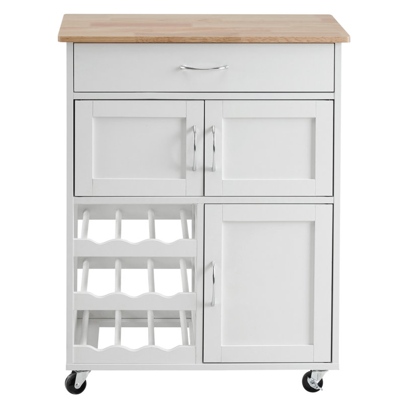 Adely Solid Wood Top Kitchen Cart