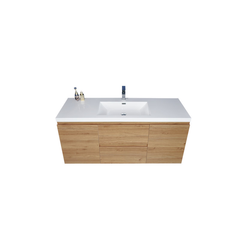 Base de meuble-lavabo simple mural 47 po 47 po, Chêne naturel