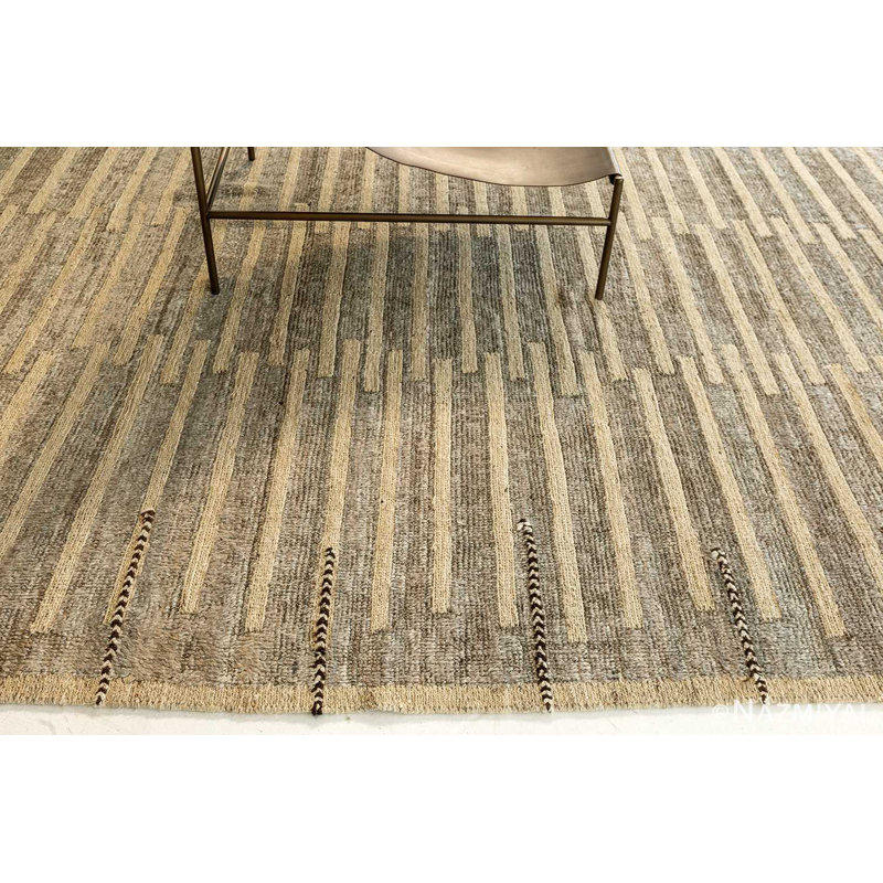 Modern Distressed One-of-a-Kind 10' X 13'5" New Age Wool Area Rug in Brown