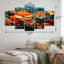 Ensemble de salon art mural orange orange et tropical Tangle V - collages abstraits