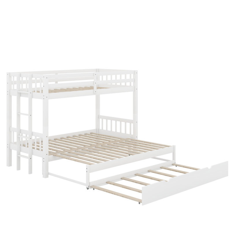 Lit simple superposé au dessus d'un lit gigogne, Blanc