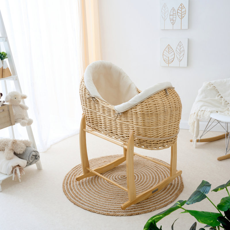 Moses Basket with Bedding with Mattress, Cream