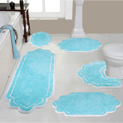 Allure 100 % Cotton Bath Rug - Machine Washable, Quick Dry, Absorbent - 5 Piece Set