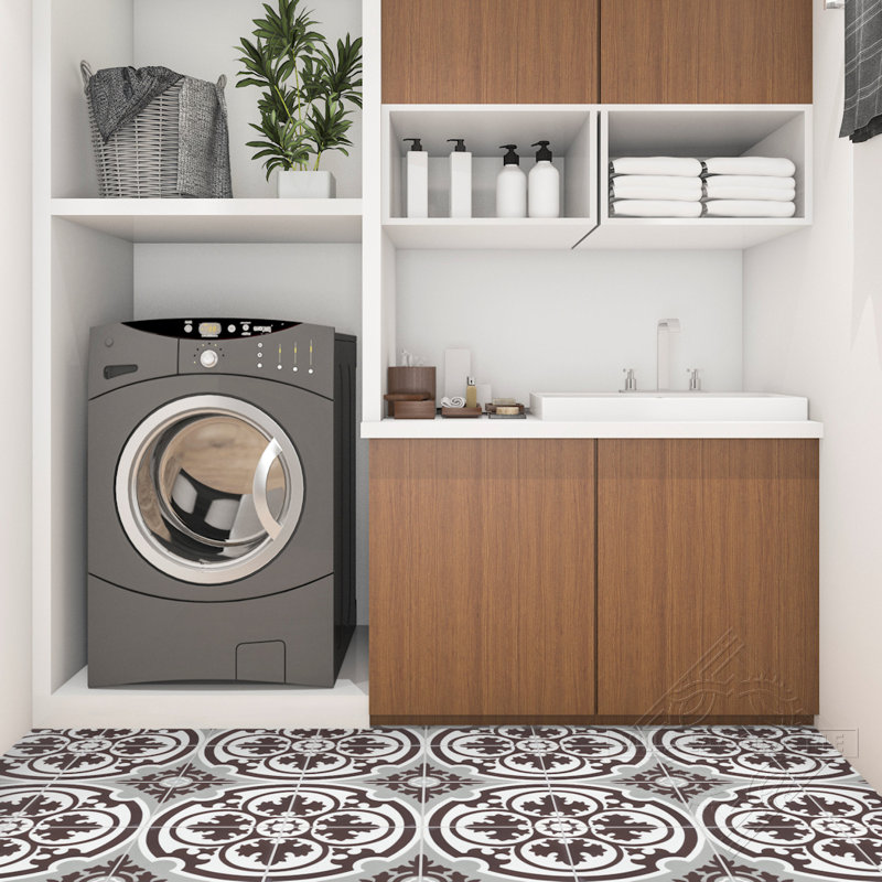 Carreau de plancher et de mur à motif ciment espresso 8 po x 8 po Danielle