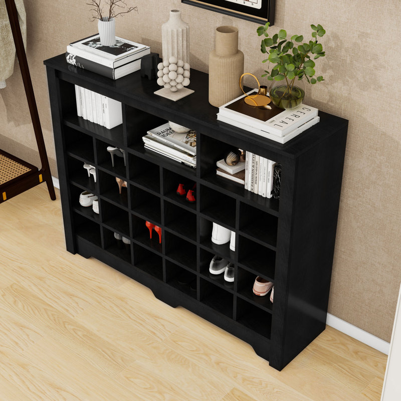 Armoire à chaussures autoportante avec tablettes de rangement, Noir