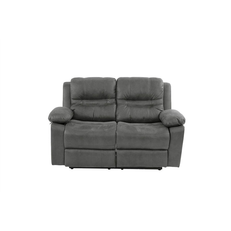 Summerall 63'' Faux Leather Reclining Loveseat, Slate Blue Faux Leather
