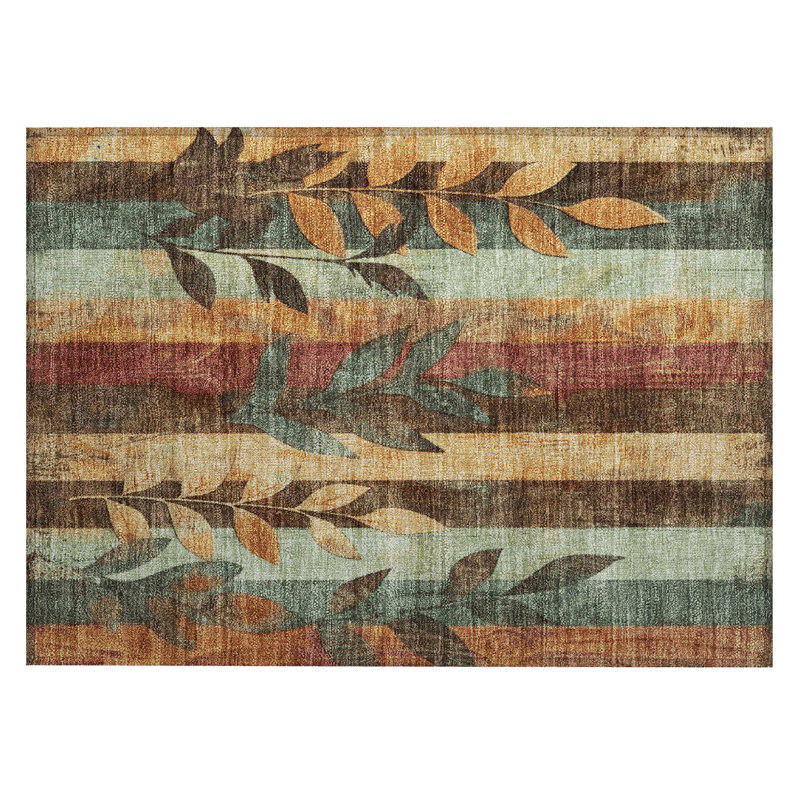Machine Washable Indoor/Outdoor Xhevrie Wheat Rug, Rectangle 1'8" x 2'6"