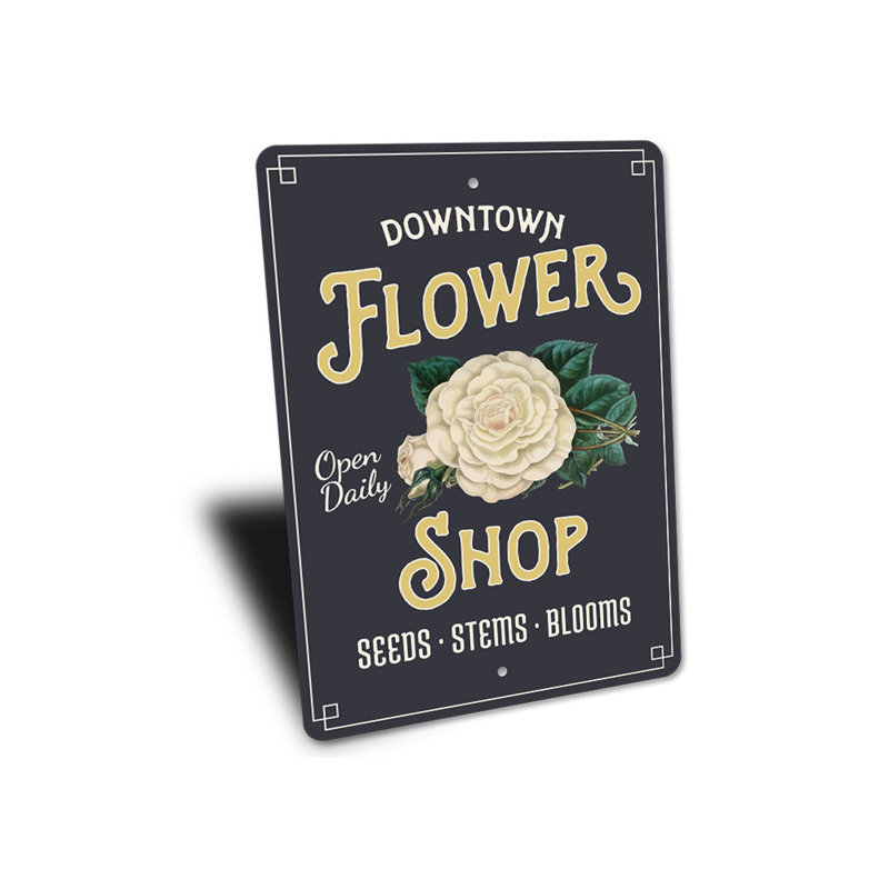Panneau en aluminium Flower Shop, H 18 po x l 12 po x P 0,06 po