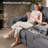Oversized Power Reclining Leather Sectional Sofa With Console And Dual Recliners For Living Room Dark Gray-123918653
