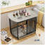 Table de bout moderne en bois pour cage avec deux portes, chenil d'intérieur durable et élégant pour petits et moyens chiens-116521503