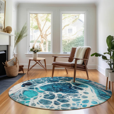 Premium Machine Washable Prisco Teal Rug