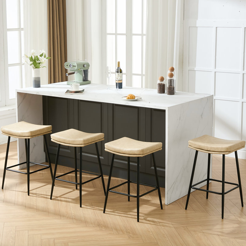 Tabourets de bar rembourrés sans dossier de 26 po, 4, Beige