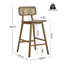 Ensemble de 2 tabourets de bar en bois Bari - finition noyer avec détails en bois cintré et rotin