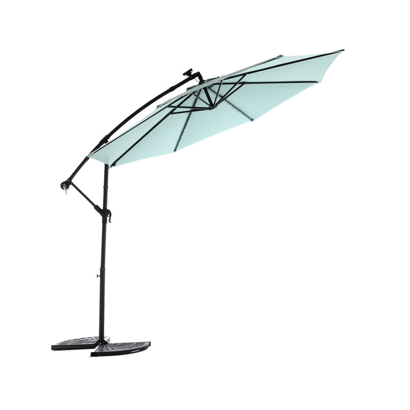 10Ft Solar Led Patio Umbrella, , Provides Optimal Shade Cool Air Flow Vent - Lawn, Light Green