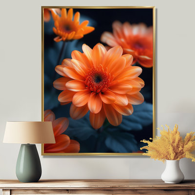  «Orange Green Autumn Blaze Mums - Mums, art mural