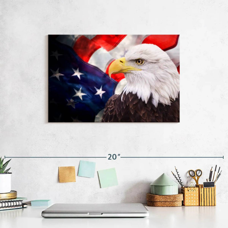 USA Flag And American Eagle, 8" H x 12" W