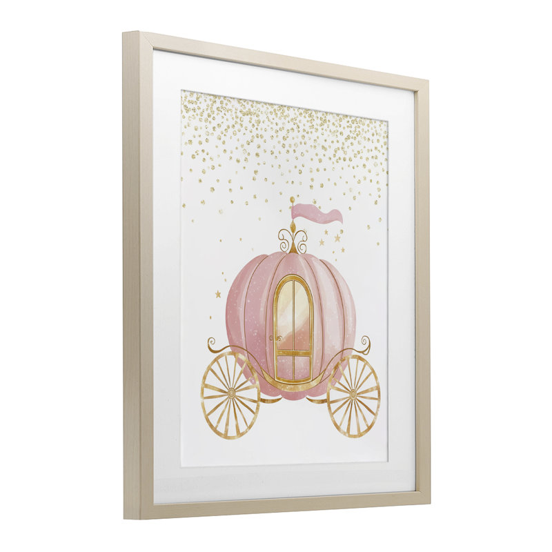 «Princess Dreams Carriage», reproduction d'art sous verre encadrée, par Christine Simpson Art, H 16 po x l 13 po