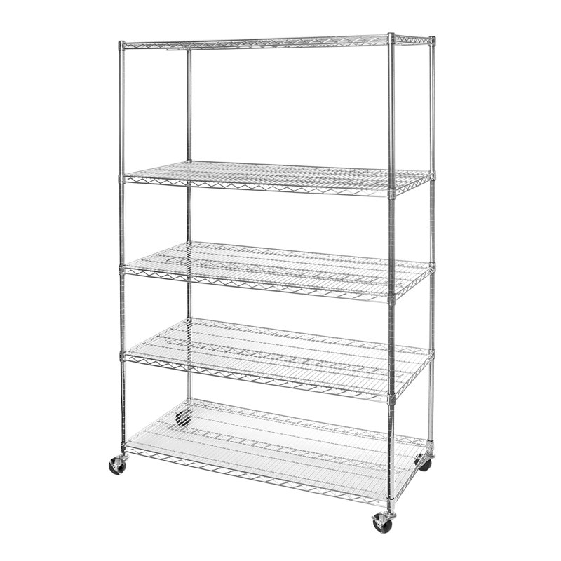 UltraDurable 5-Tier Chrome Steel Wire Shelving, 48" x 24" x 72"