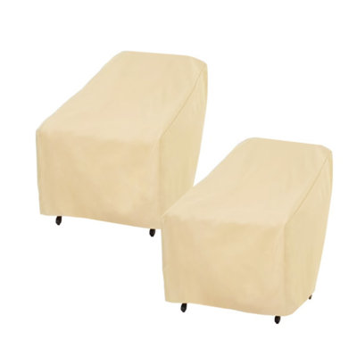 Housses de protection pour chaise longue d'extérieur à 2 compartiments à assise profonde, en tissu durable Oxford, l 34 po x P 33 po x H 31 po, beige