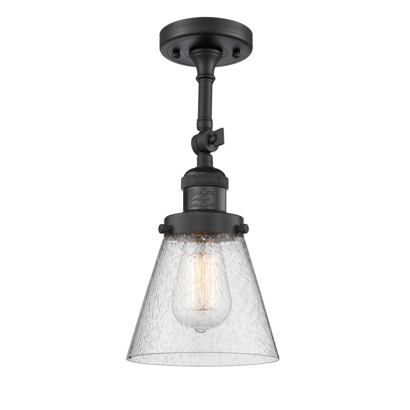 Applique murale 1 lumière Cone, Grainé, Noir mat, Ampoule à DEL rétro de 6 watts