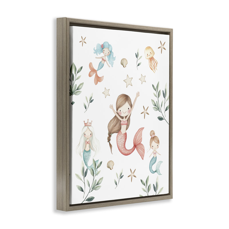 Cadre flottant Underwater Mermaids Adventures, design par Christine Simpson Art, H 21 po x l 17 po