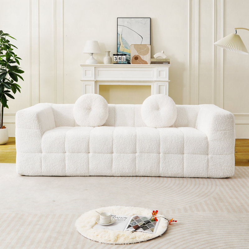 Canapé moderne Aomi Cloud, Beige, H 30 po x l 84,6 po x P 37,4 po
