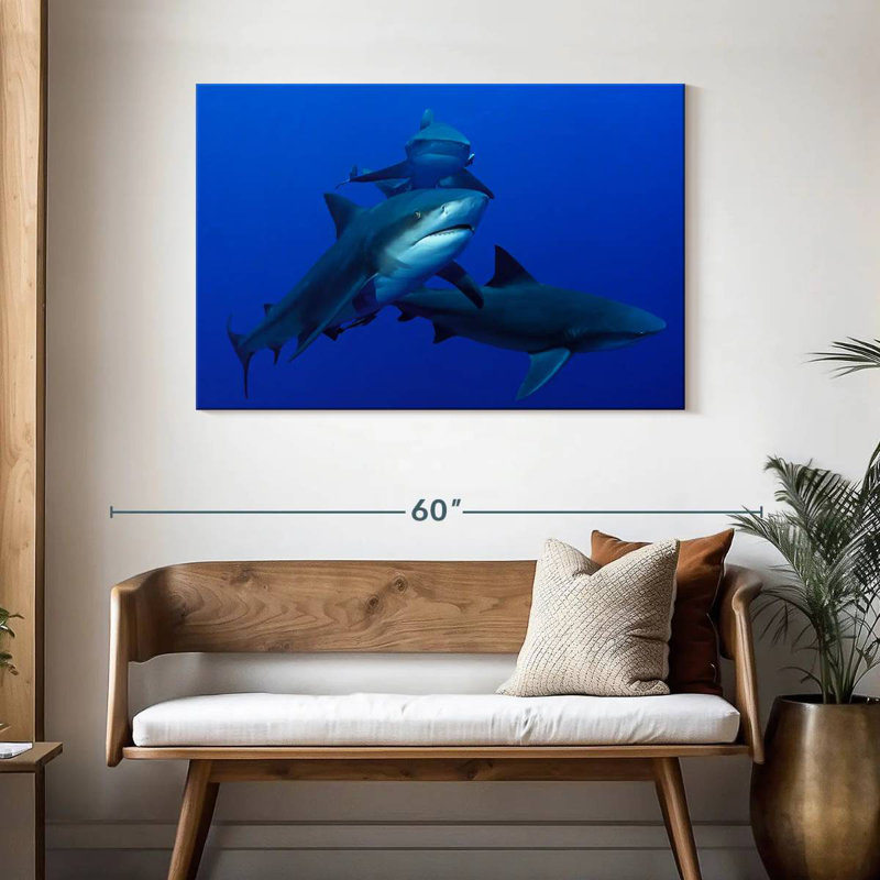 Triple Sharks, 30" H x 45" W