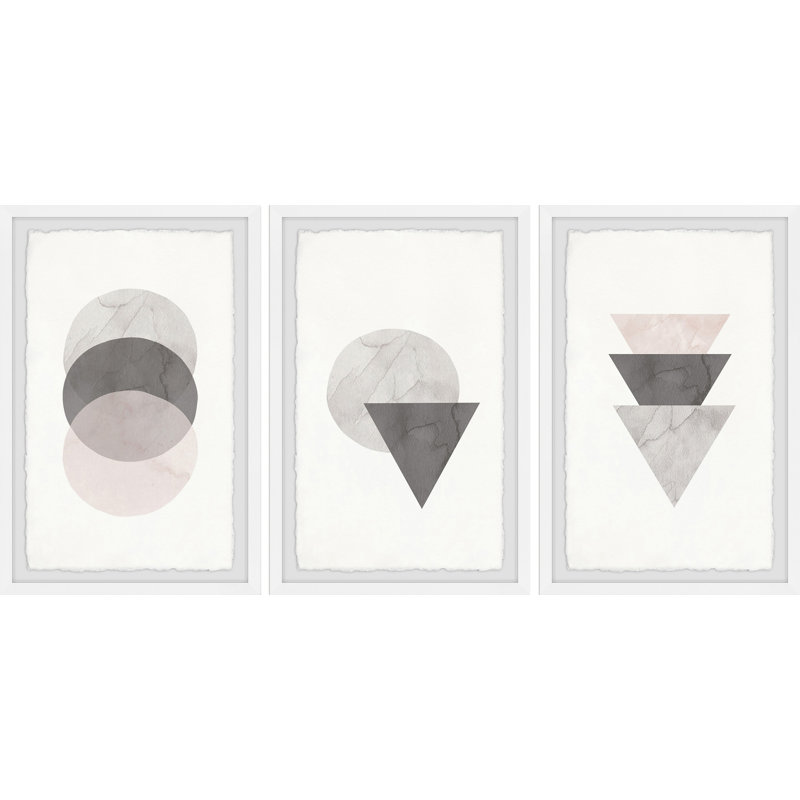 Triangle de triangles et de cercles empilés, H 24 po x l 16 po