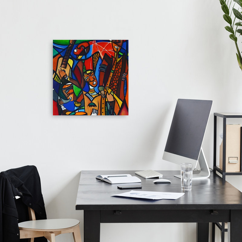 «Vibrant Jazz Band», art mural coloré abstrait énergique, 18" H x 18" W