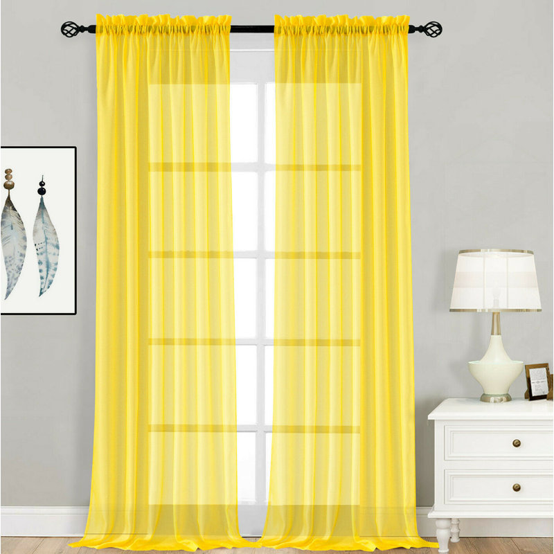 Rideaux transparents avec passe-tringle Dima, l 52 po x L 95 po, Jaune