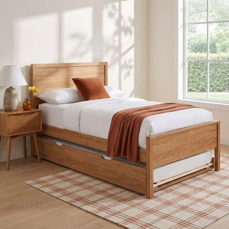 Lit gigogne en bois massif Rosenthal, Pécan, Simple