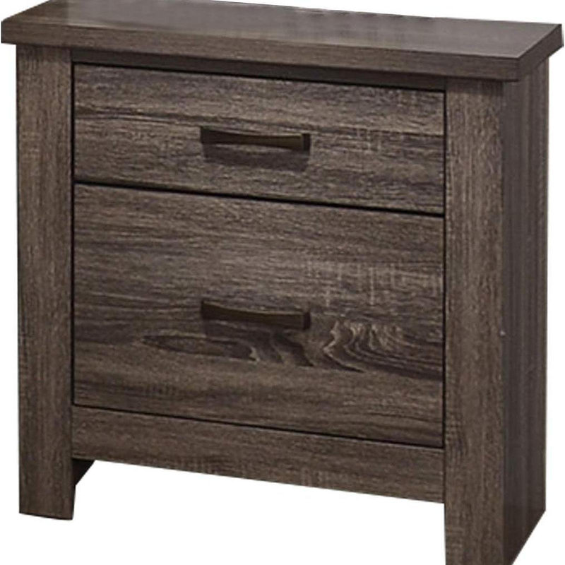 Natural Finish Striking Wooden Nightstand Bedside Table 2X Drawers Storage Bedroom Furniture