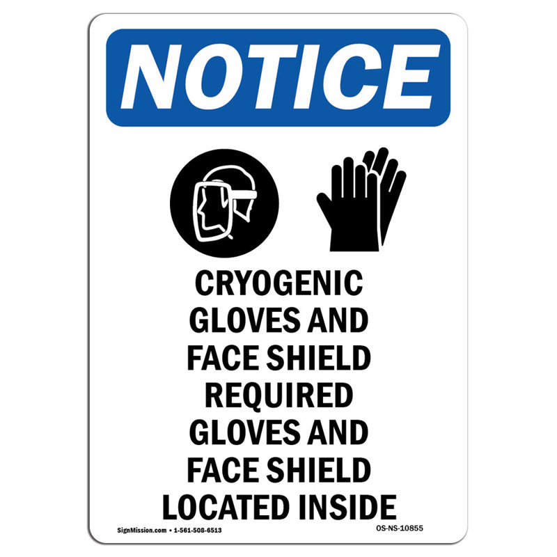Gants Cryogéniques et signe avec symbole