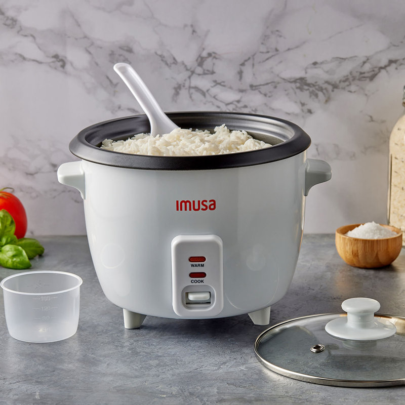 3cup Electric Ceramic Rice Cooker, White, 6 cups