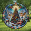 Scène de Noël vitrail vitrail pour fenêtre-129206137