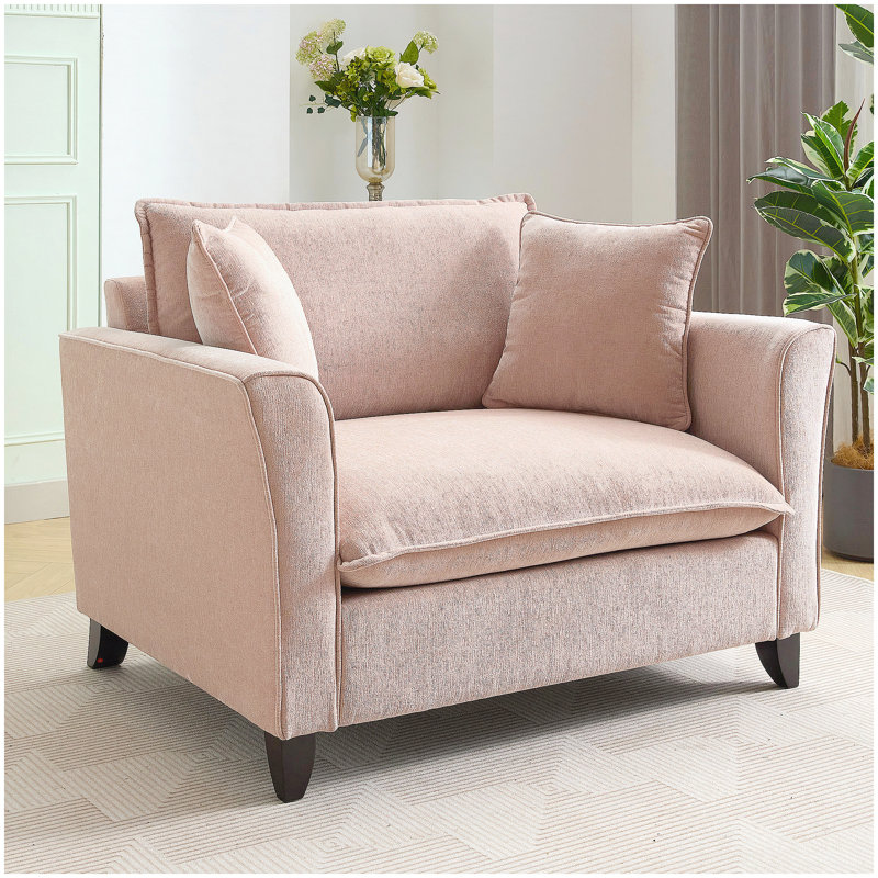 46.3 Inch Oversized Armchair with Chenille Fabric, Comfy Chair and a Half for Living Room, Bedroom, or Office, Pink, Pink