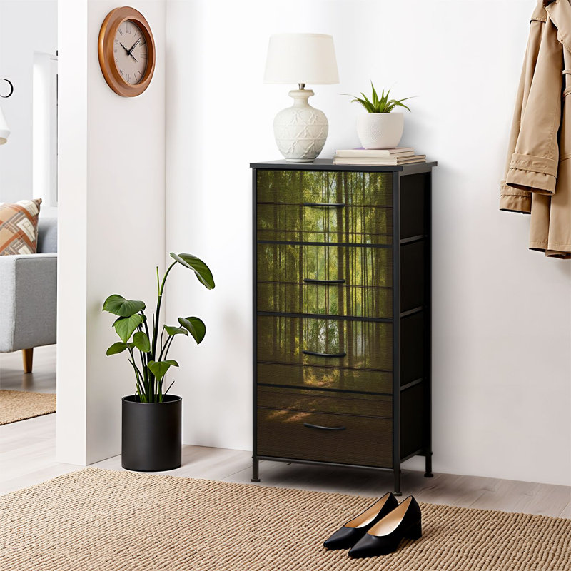 Commode pour commode de chambre à coucher pour garde-robe de sous-bois foncé clair ensoleillé Commodes et commodes de rangement en tissu avec bacs de rangement 4 tiroirs