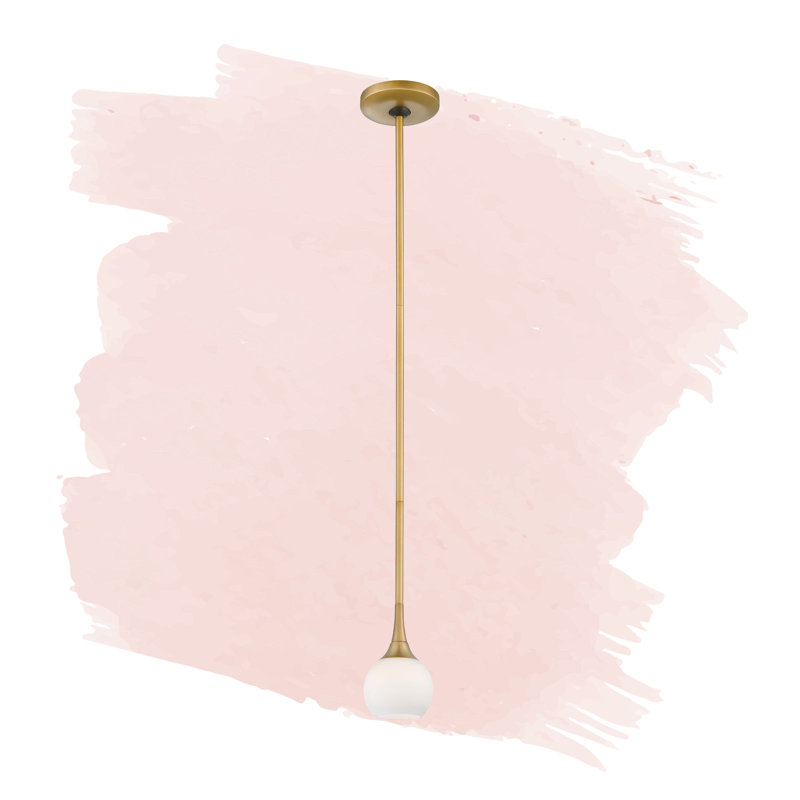 Luminaire suspendu en forme de globe à 1 lumière Aubriaunna, Miel doré
