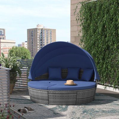 Alleshia 73'' Wide Outdoor Wicker Patio Daybed with Cushions