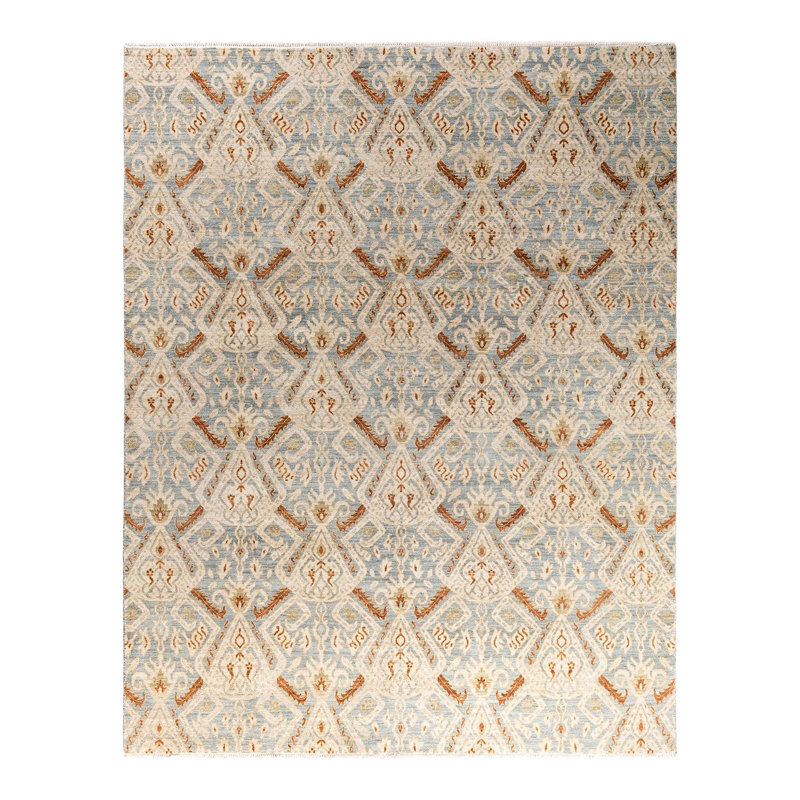 Tapis noué à la main unique en son genre Lynward - gris, 8 pi 0 po x 10 pi 1 po