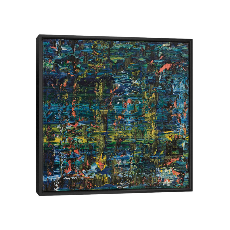 «Poseidon», reproduction sur toile, H 18 po x l 18 po x P 1,5 po, Toile avec cadre flottant noir, Pas de tapis
